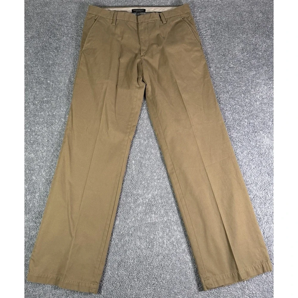 Banana Republic Dawson Men's Chino Pants Khaki Tan 33x32 Cotton Preppy Casual